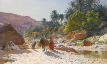das picknick Ölbilder verkaufen - Das Wadi bei Bou Saada Eugene Girardet Orientalist